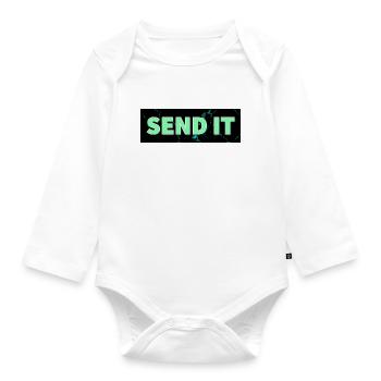 SEND IT Boxlogo - Baby Bio-Langarm-Body - Weiß - Vorne