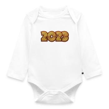 2023 Neues Jahr Silvester - Baby Bio-Langarm-Body - Weiß - Vorne