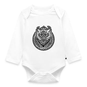 Owl Icon Owl Icon Design - Dark Background - Organic Longsleeve Baby Bodysuit - white - Front
