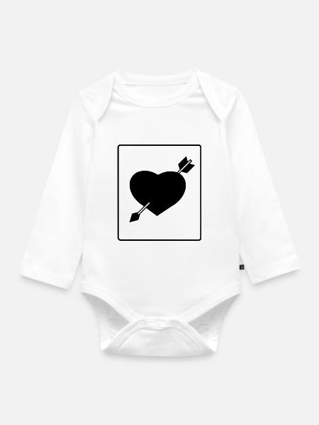 Black Heart mit Pfeil - Baby Bio-Langarm-Body - Weiß