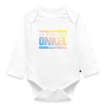Ich werde Bald Onkel - Baby Bio-Langarm-Body - Weiß - Vorne