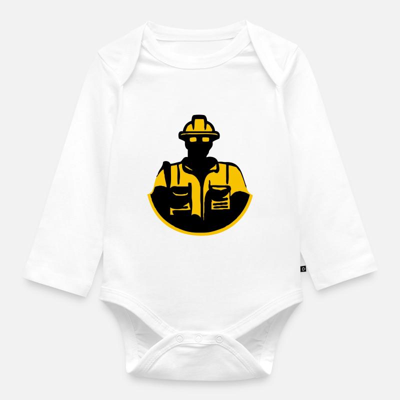 Best Construction Worker - Organic Longsleeve Baby Bodysuit - white