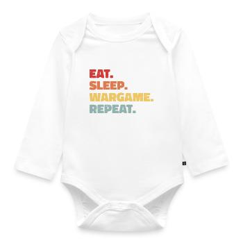 Eat Sleep Wargame Wiederholung - Baby Bio-Langarm-Body - Weiß - Vorne