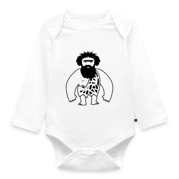 caveman - Organic Longsleeve Baby Bodysuit - white - Front