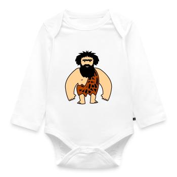 Caveman - Organic Longsleeve Baby Bodysuit - white - Front