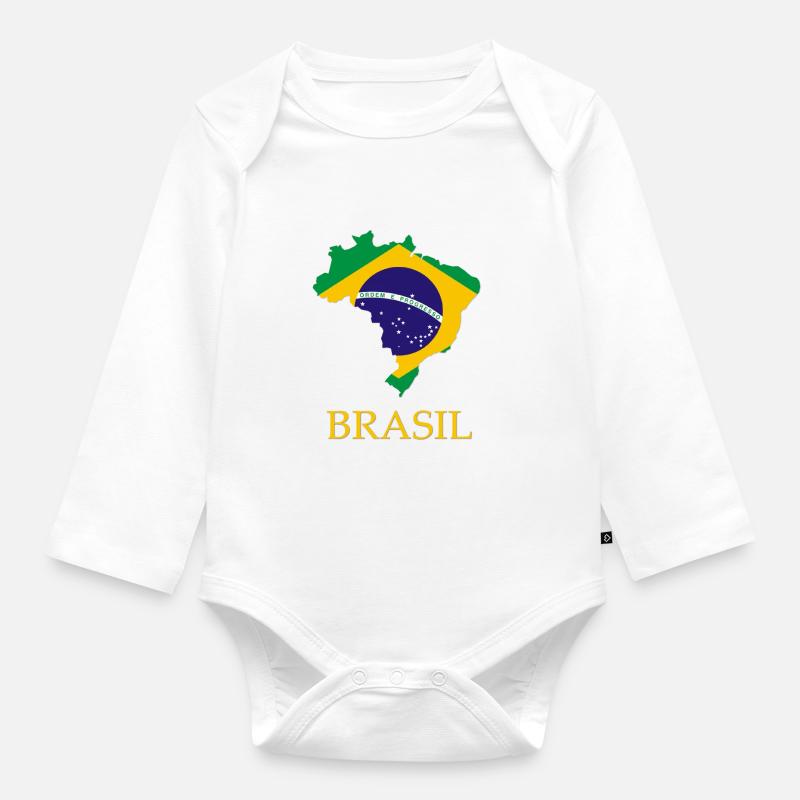 Brasil - Body Bébé bio manches longues - blanc