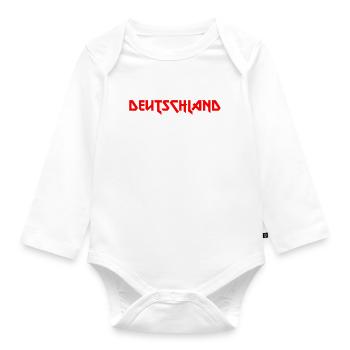 Modisches Heimat DEUTSCHLAND Metal-Design - Baby Bio-Langarm-Body - Weiß - Vorne