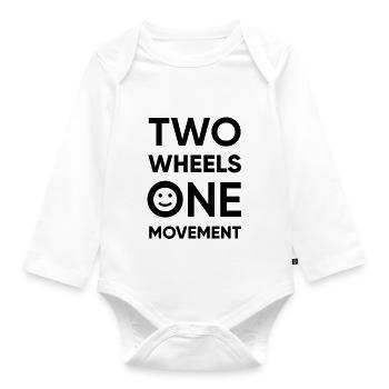 HappyBike - Two Wheels One Movement - black - Baby Bio-Langarm-Body - Weiß - Vorne