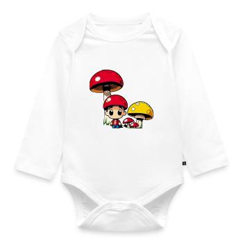 Tête de champignon - Body Bébé bio manches longues - blanc - Devant