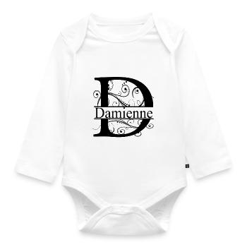 Monogram avec le prénom Damienne - Body Bébé bio manches longues - blanc - Devant