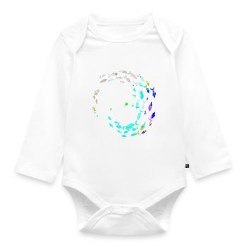 School of fish,fish,painting,graffiti,bright colors - Organic Longsleeve Baby Bodysuit - white - Front