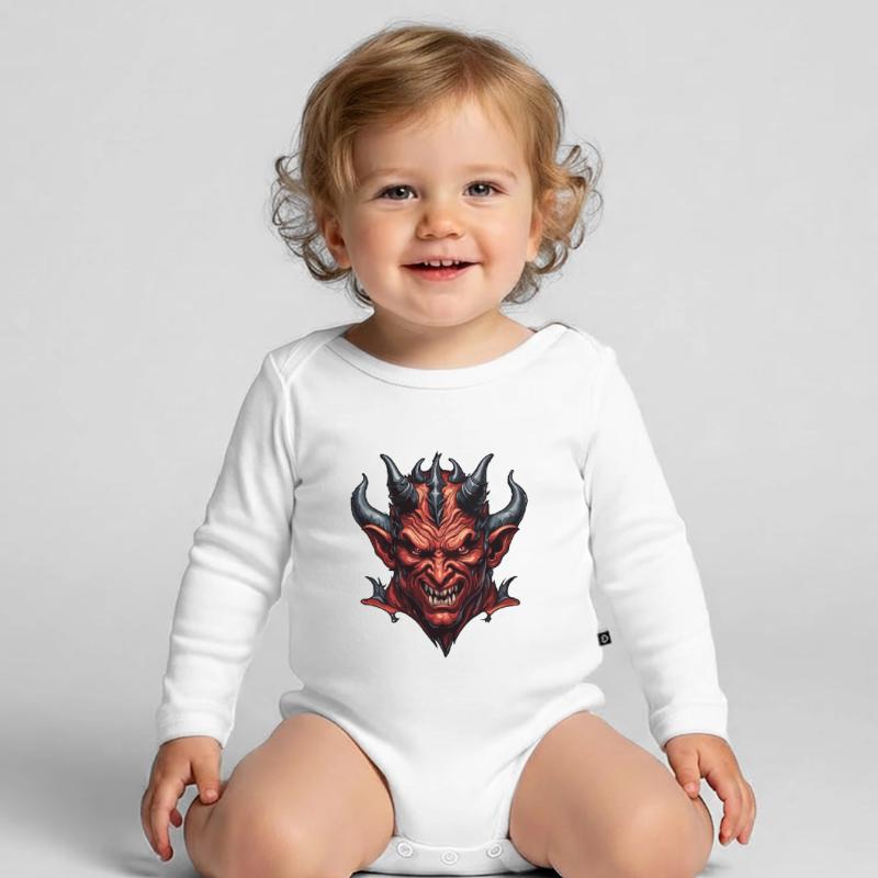 Devil / Hell / Horror / Devilish / Evil Organic Longsleeve Baby Bodysuit