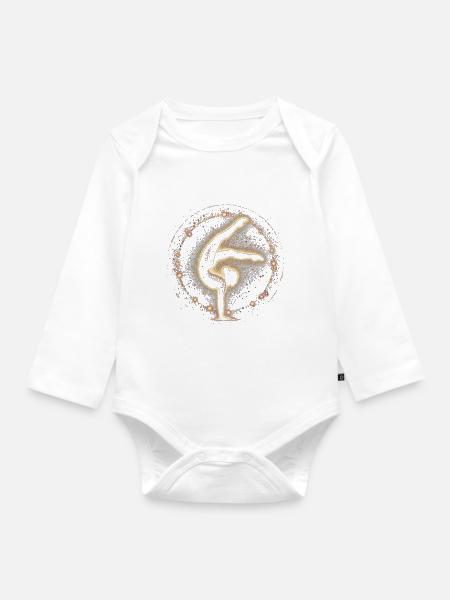 Turnen Gymnastik Akrobatik - Baby Bio-Langarm-Body - Weiß