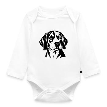 Beagle Dog Head - Organic Longsleeve Baby Bodysuit - white - Front