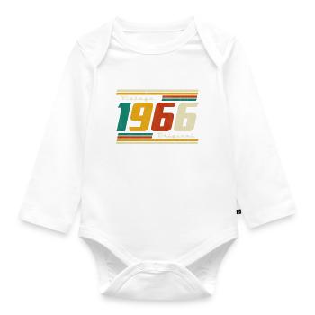 Né en 1966 1966 cadeau d’anniversaire vintage - Body Bébé bio manches longues - blanc - Devant