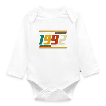 1992 Vintage anniversaire rétro Vintage cadeau - Body Bébé bio manches longues - blanc - Devant