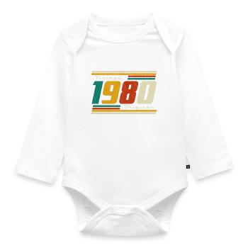 1980 Birthday Born In 1980 Retro Vintage - Organic Longsleeve Baby Bodysuit - white - Front