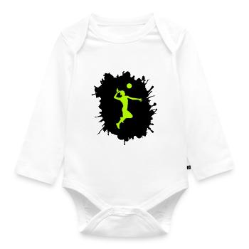 handball klecks - Baby Bio-Langarm-Body - Weiß - Vorne