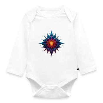 Bunte Blume oder Stern - Baby Bio-Langarm-Body - Weiß - Vorne