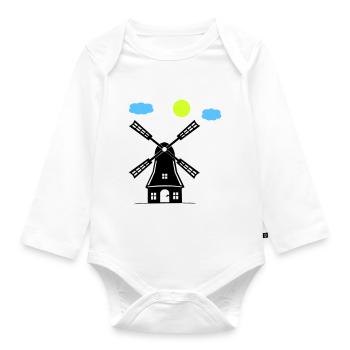 windmill - Organic Longsleeve Baby Bodysuit - white - Front