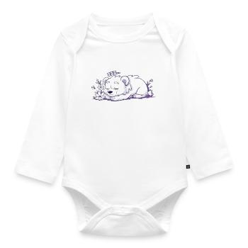 Schlafender Bär - Aufkleber - Baby Bio-Langarm-Body - Weiß - Vorne