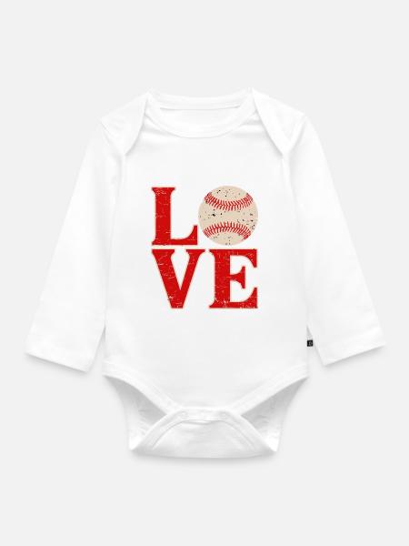 Ich liebe Baseball - Baby Bio-Langarm-Body - Weiß