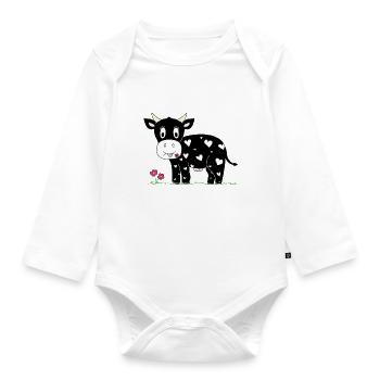 Warm cow :o) - Organic Longsleeve Baby Bodysuit - white - Front