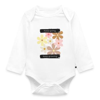 Keep going, keep growing - Organic Longsleeve Baby Bodysuit - white - Front