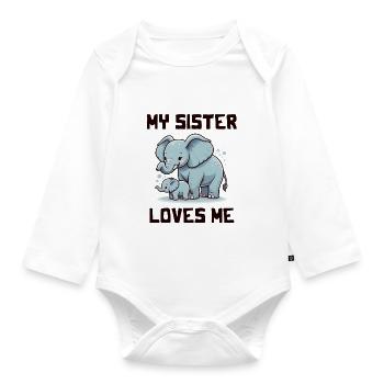 Ma sœur m’aime - Dictons de bébé - Meine Schweste - Body Bébé bio manches longues - blanc - Devant