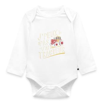 J'peux pas j'ai tracteur - Body Bébé bio manches longues - blanc - Devant