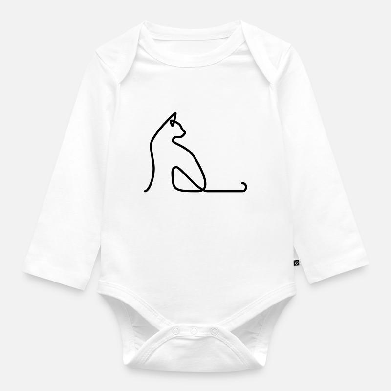 Katze 02 - Baby Bio-Langarm-Body - Weiß