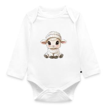 mouton mignon mignon bébé enfants animal agneau dessin animé - Body Bébé bio manches longues - blanc - Devant