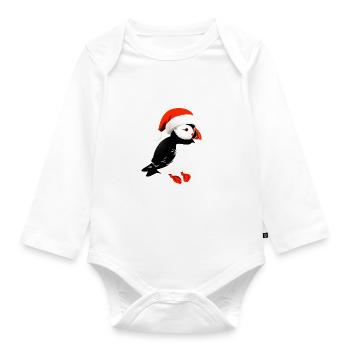 Christmas puffin - Organic Longsleeve Baby Bodysuit - white - Front
