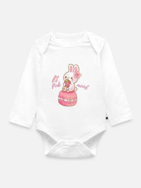 Pink mood - Baby Bio-Langarm-Body - Weiß