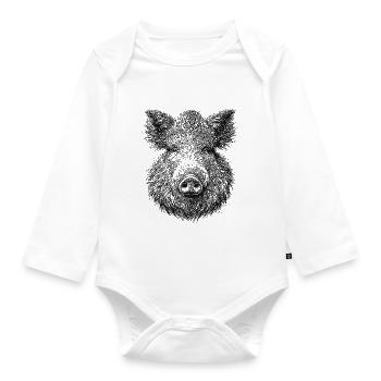 Wild boar - Organic Longsleeve Baby Bodysuit - white - Front