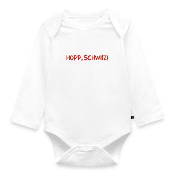 Hopp Schwiiz - Switzerland - Schweiz - Suisse - Baby Bio-Langarm-Body - Weiß - Vorne