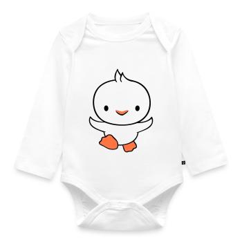 Ente rennt schnell will fliegen niedlich flattern - Baby Bio-Langarm-Body - Weiß - Vorne