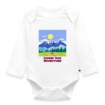 Retro Gaming Adventure - Organic Longsleeve Baby Bodysuit - white - Front