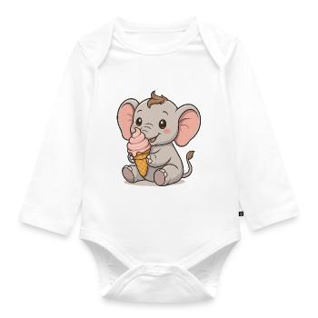Eiszeit mit Elefant - Baby Bio-Langarm-Body - Weiß - Vorne