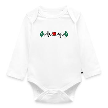 Devon-Flagge mit Herzschlag - Baby Bio-Langarm-Body - Weiß - Vorne