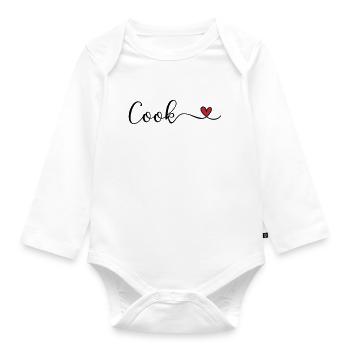 Cook with a Heart Typography Gift - Organic Longsleeve Baby Bodysuit - white - Front