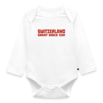 Switzerland - Great Since 1291 - Schweiz - Schwiiz - Baby Bio-Langarm-Body - Weiß - Vorne