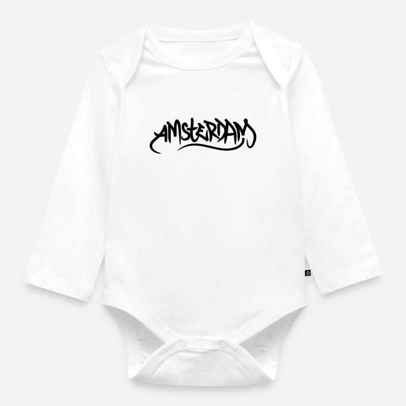 Amsterdam - Organic Longsleeve Baby Bodysuit - white