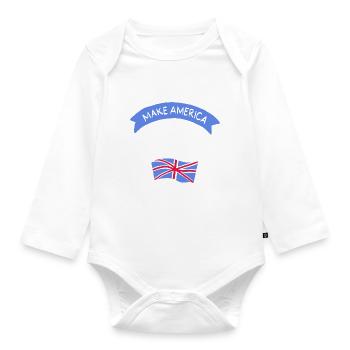 Faire à nouveau cadeau de l'Amérique Grande-Bretagne - Body Bébé bio manches longues - blanc - Devant