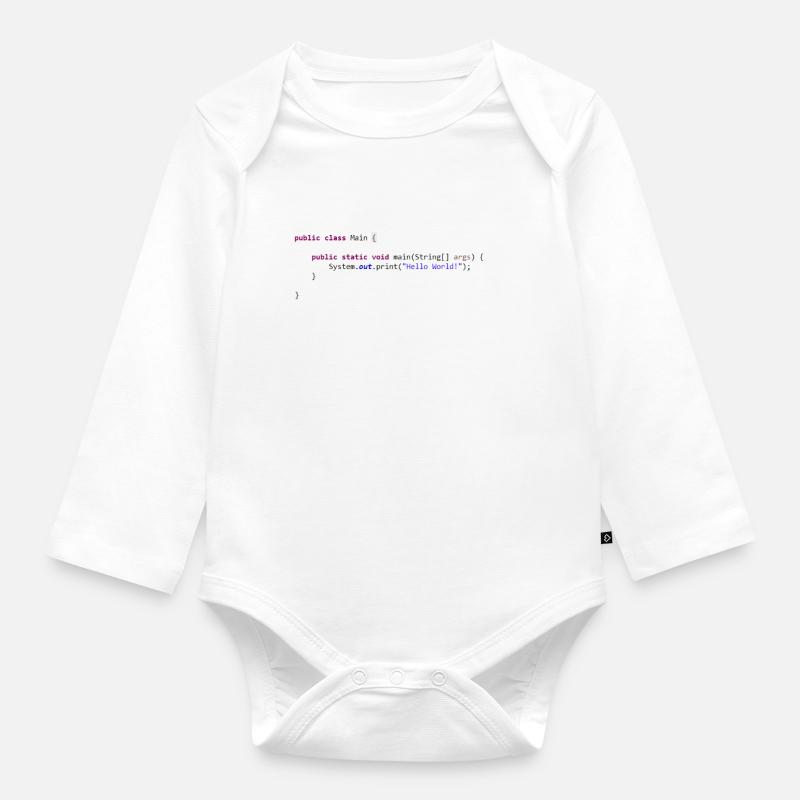 Java Hello World! Geschenkidee - Baby Bio-Langarm-Body - Weiß
