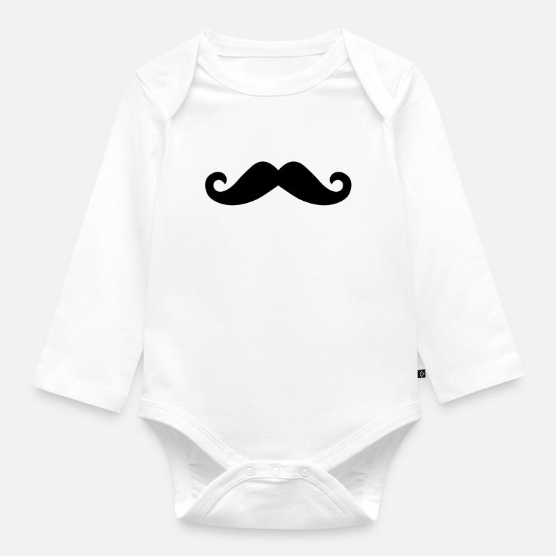 Moustache - Body Bébé bio manches longues - blanc