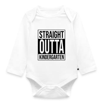 Straight Outta Kindergarten - Baby Bio-Langarm-Body - Weiß - Vorne