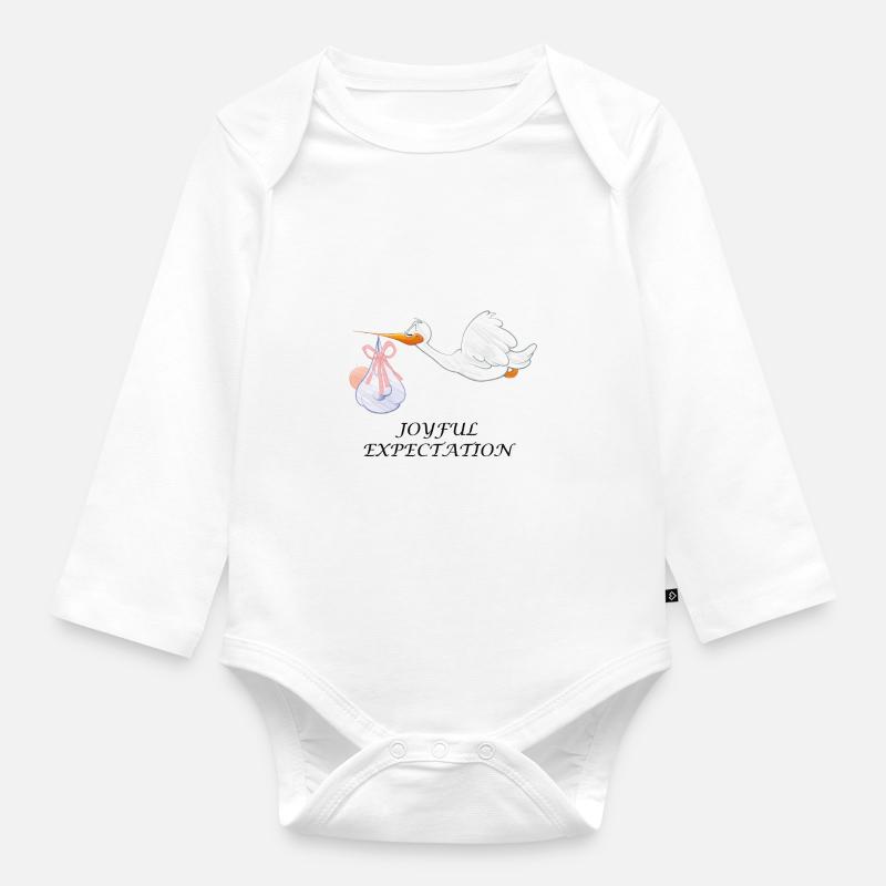 Grossesse Grossesse Bébé Grossesse Naissance Cigogne - Body Bébé bio manches longues - blanc