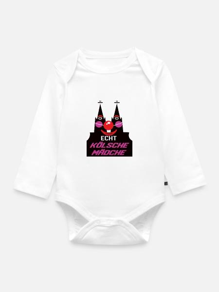 Kölner Karneval Alaaf Echt koelsche Maedche - Baby Bio-Langarm-Body - Weiß