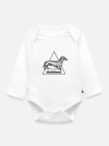 Dackel Hund Geschenk - Baby Bio-Langarm-Body - Weiß